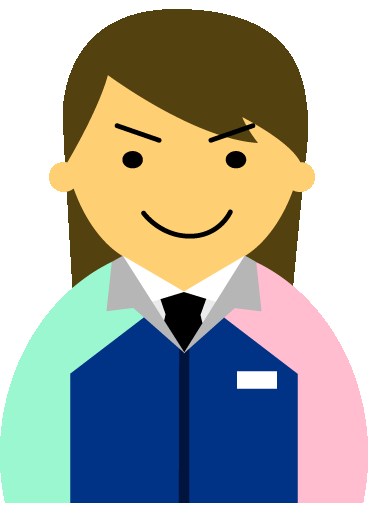 【普通の顔】コンビニ店員女性20代～30代のアイコン11（紺／袖水色ピンク・茶髪）GIF