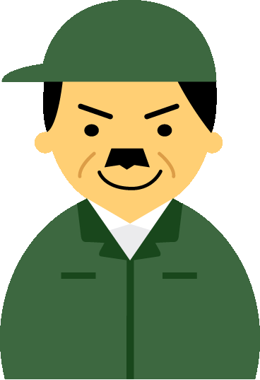 【普通の顔】作業服の男性40代～50代のアイコン03（緑）GIF