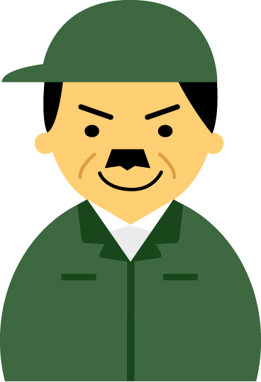 【普通の顔】作業服の男性40代～50代のアイコン03（緑）JPG