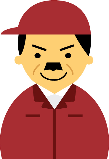 【普通の顔】作業服の男性40代～50代のアイコン04（赤）JPG