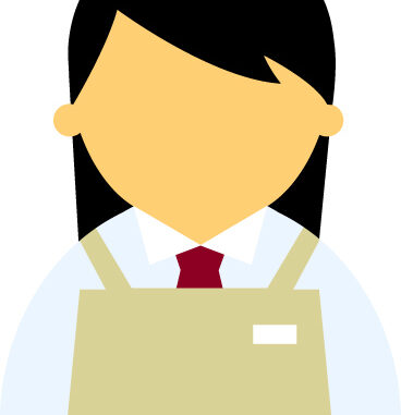 会員登録不要で無料でダウンロードできる【顔無】コンビニ店員女性20代～30代のアイコン01（アイボリーのエプロン・黒髪）［JPG］