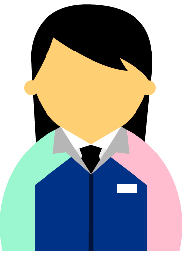 【顔無】コンビニ店員女性20代～30代のアイコン05（紺／袖水色ピンク・黒髪）JPG