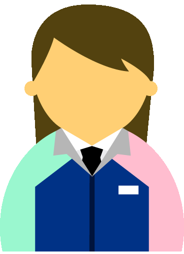 【顔無】コンビニ店員女性20代～30代のアイコン11（紺／袖水色ピンク・茶髪）GIF