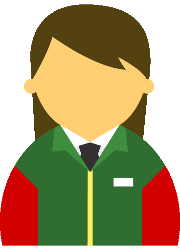 【顔無】コンビニ店員女性20代～30代のアイコン12（緑／袖赤・茶髪）GIF