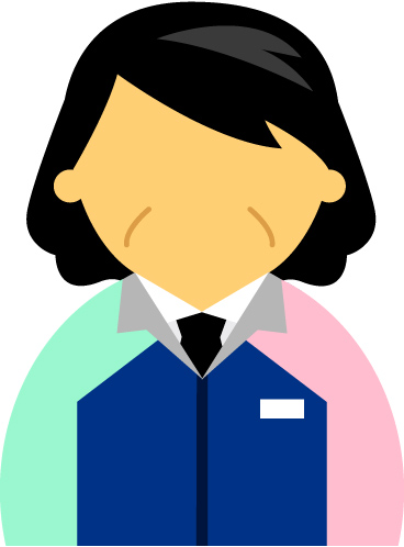 【顔無】コンビニ店員女性40代～50代のアイコン05（紺／袖水色ピンク）JPG