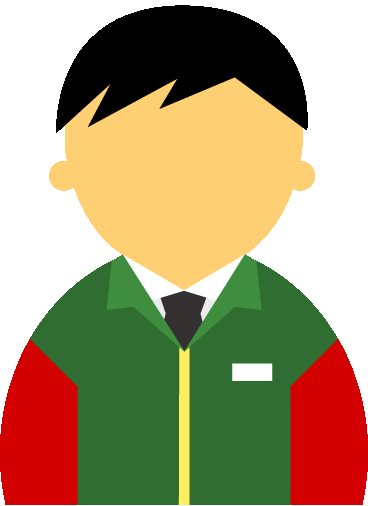【顔無】コンビニ店員男性20代～30代のアイコン10（緑／袖赤・黒髪）GIF