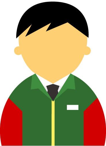 【顔無】コンビニ店員男性20代～30代のアイコン10（緑／袖赤・黒髪）JPG