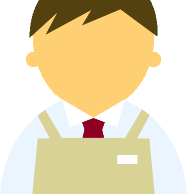 会員登録不要で無料でダウンロードできる【顔無】コンビニ店員男性20代～30代のアイコン11（アイボリーのエプロン・茶髪）［GIF］