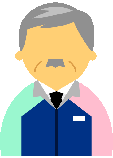 【顔無】コンビニ店員男性60代～70代のアイコン05（紺／袖水色ピンク）GIF