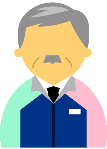 【顔無】コンビニ店員男性60代～70代のアイコン05（紺／袖水色ピンク）JPG