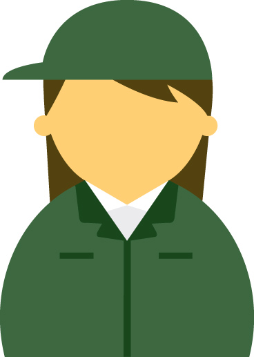 【顔無】作業服の女性20代～30代のアイコン05（緑・茶髪）JPG