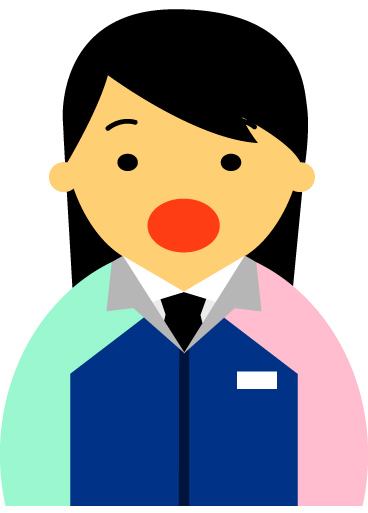 【驚いた顔】コンビニ店員女性20代～30代のアイコン05（紺／袖水色ピンク・黒髪）JPG