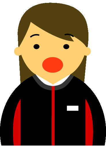 【驚いた顔】コンビニ店員女性20代～30代のアイコン10（黒地に赤・茶髪）GIF