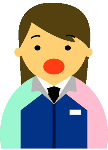【驚いた顔】コンビニ店員女性20代～30代のアイコン11（紺／袖水色ピンク・茶髪）GIF