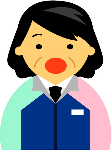 【驚いた顔】コンビニ店員女性40代～50代のアイコン05（紺／袖水色ピンク）JPG