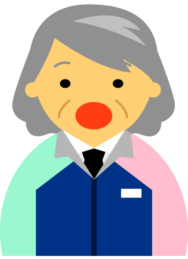 【驚いた顔】コンビニ店員女性60代～70代のアイコン05（紺／袖水色ピンク）JPG