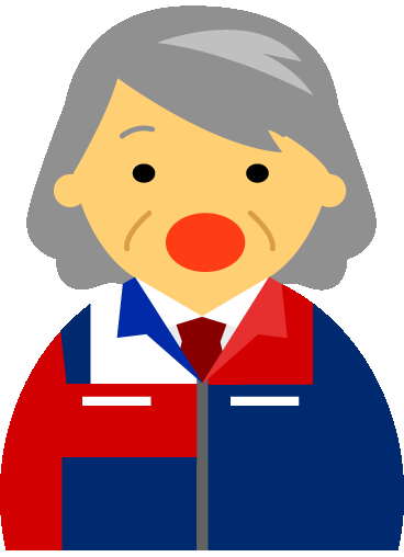 【驚いた顔】コンビニ店員女性60代～70代のアイコン08（赤青2色）GIF