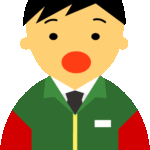 会員登録不要で無料でダウンロードできる【驚いた顔】コンビニ店員男性20代～30代のアイコン10（緑／袖赤・黒髪）［GIF］