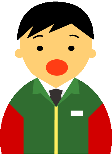 【驚いた顔】コンビニ店員男性20代～30代のアイコン10（緑／袖赤・黒髪）GIF
