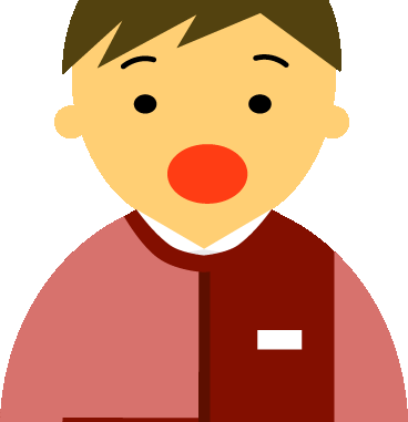 会員登録不要で無料でダウンロードできる【驚いた顔】コンビニ店員男性20代～30代のアイコン12（エンジ濃淡2色・茶髪）［GIF］