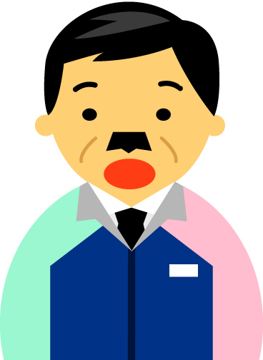 【驚いた顔】コンビニ店員男性40代～50代のアイコン05（紺／袖水色ピンク）JPG