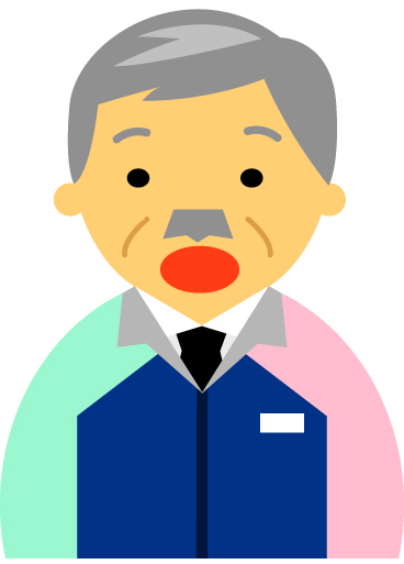 【驚いた顔】コンビニ店員男性60代～70代のアイコン05（紺／袖水色ピンク）JPG
