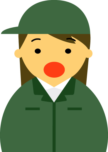 【驚いた顔】作業服の女性20代～30代のアイコン05（緑・茶髪）JPG