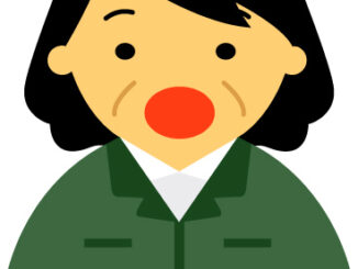 【驚いた顔】作業服の女性40代～50代のアイコン03（緑）［JPG］