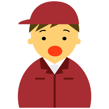 【驚いた顔】作業服の男性20代～30代のアイコン05（赤・茶髪）PNG