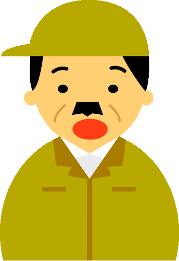【驚いた顔】作業服の男性40代～50代のアイコン01（黄）GIF