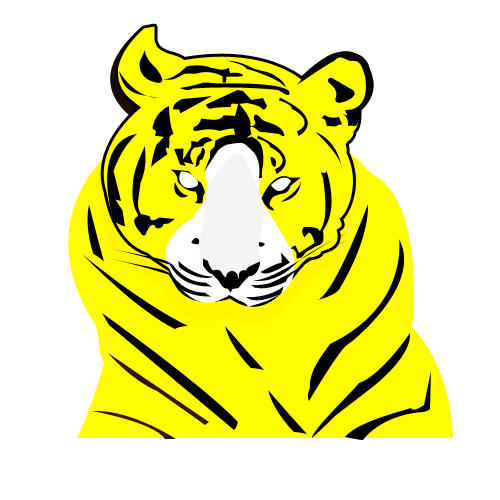 トラのイラスト08（正面から見たトラの上半身・黄色）GIF