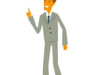 会員登録不要で無料でダウンロードできる人物のイラスト19（指さすグレーのスーツの男性・全身）[JPG]