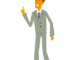 会員登録不要で無料でダウンロードできる人物のイラスト19（指さすグレーのスーツの男性・全身）[PNG]