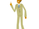 会員登録不要で無料でダウンロードできる人物のイラスト20（指さすベージュのスーツの男性・全身）[PNG]