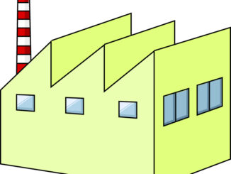 会員登録不要で無料でダウンロードできる工場のイラスト02（ライトグリーンの工場・左向き）［JPG］
