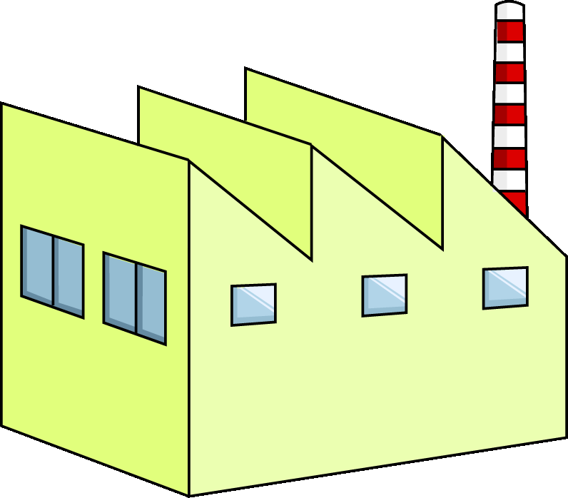 工場のイラスト08（ライトグリーンの工場・右向き）GIF