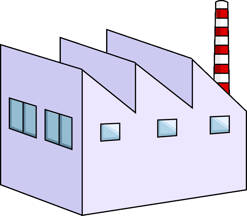 工場のイラスト12（パープルの工場・右向き）GIF