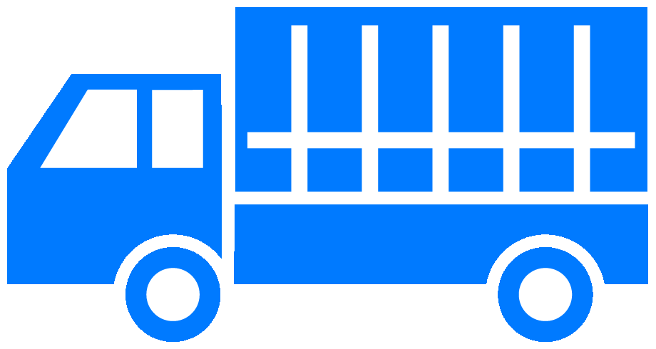 荷台に幌があるトラックのイラスト01（ライトブルーの幌車・ビコロール配色）GIF
