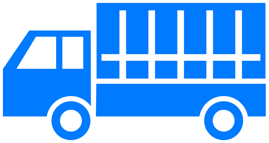 荷台に幌があるトラックのイラスト01（ライトブルーの幌車・ビコロール配色）JPG