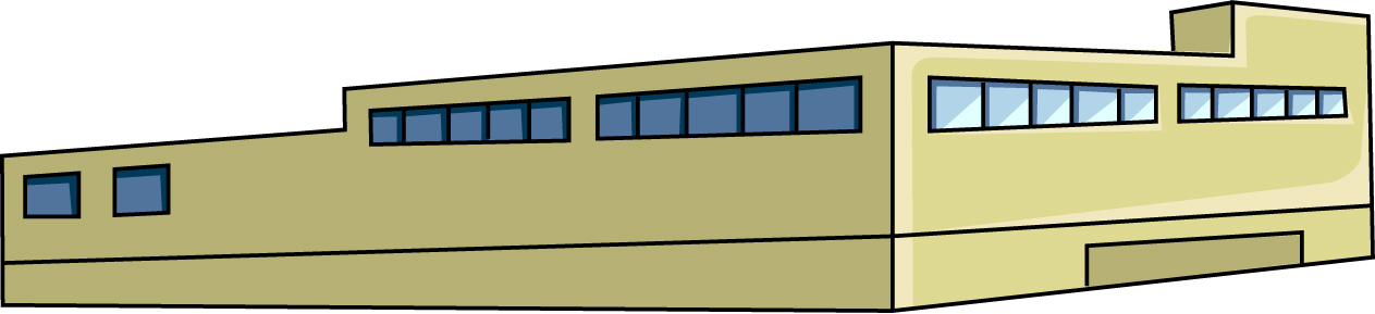 横長のビルのイラスト11（ベージュのビル・右向き）JPG