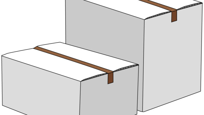 会員登録不要で無料でダウンロードできる段ボール箱のイラスト02（並んでいる閉じている段ボール箱・ホワイト）[JPG]