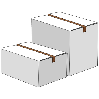 段ボール箱のイラスト02（並んでいる閉じている段ボール箱・ホワイト）PNG