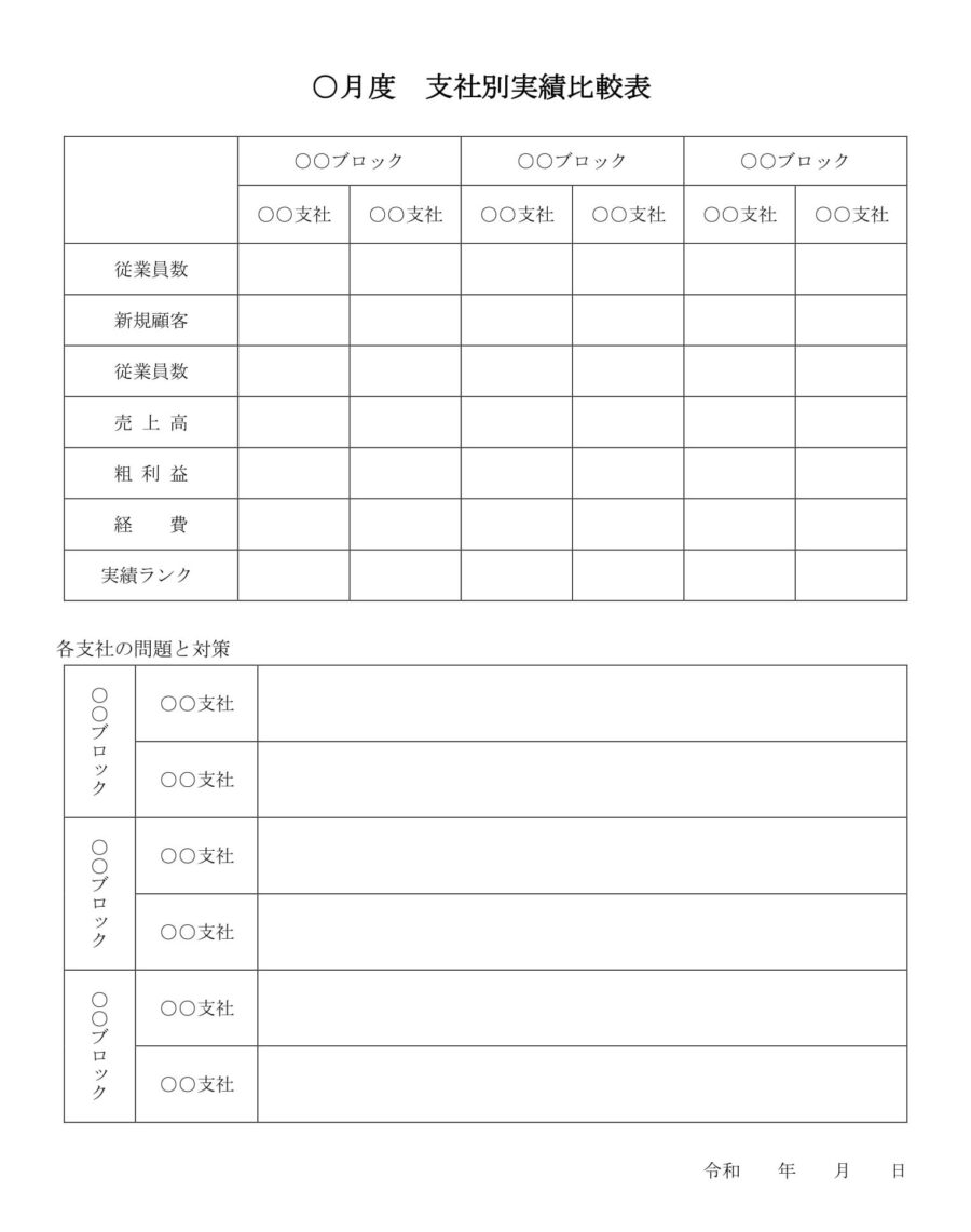 支社別実績比較表のダウンロード