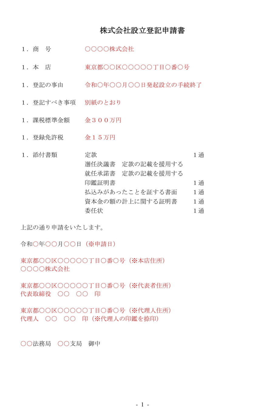 登記申請書（株式会社設立）02のダウンロード