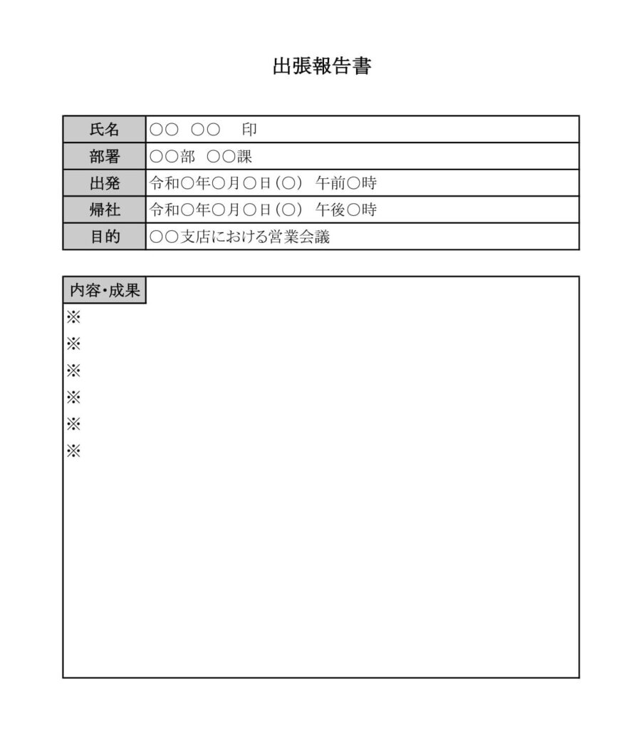 出張報告書のダウンロード