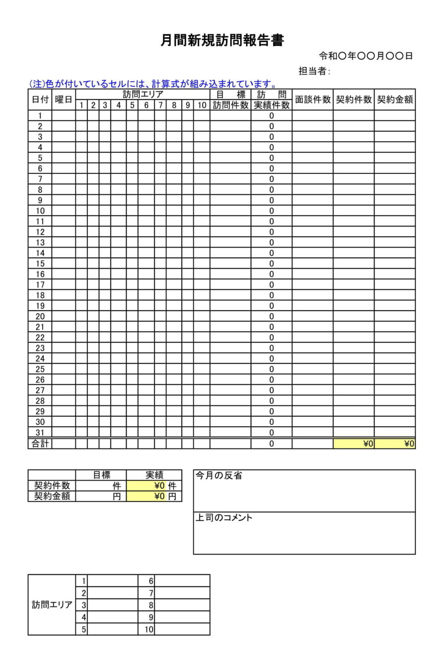 月間新規訪問報告書のダウンロード