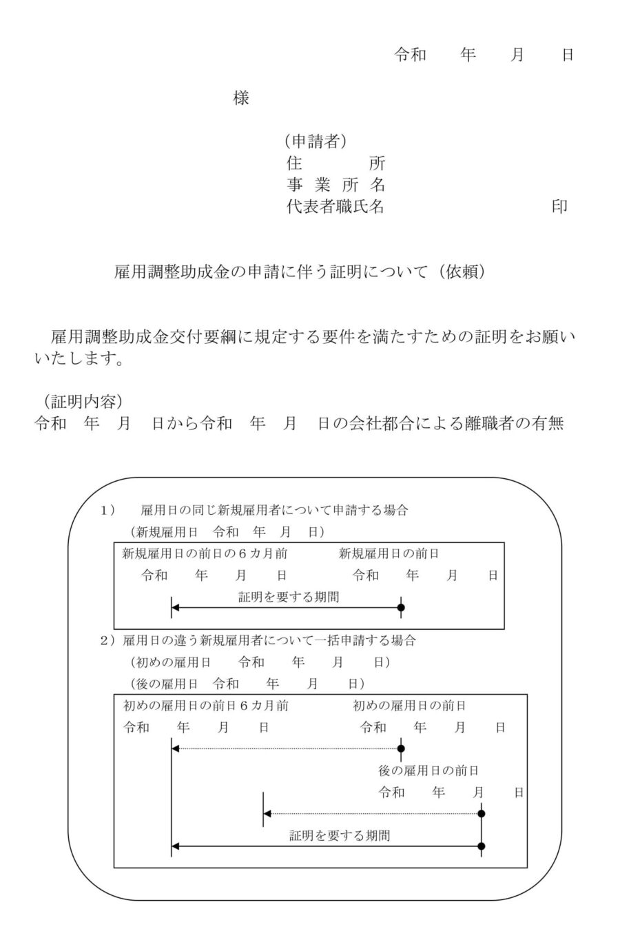雇用調整助成金の申請に伴う証明のダウンロード