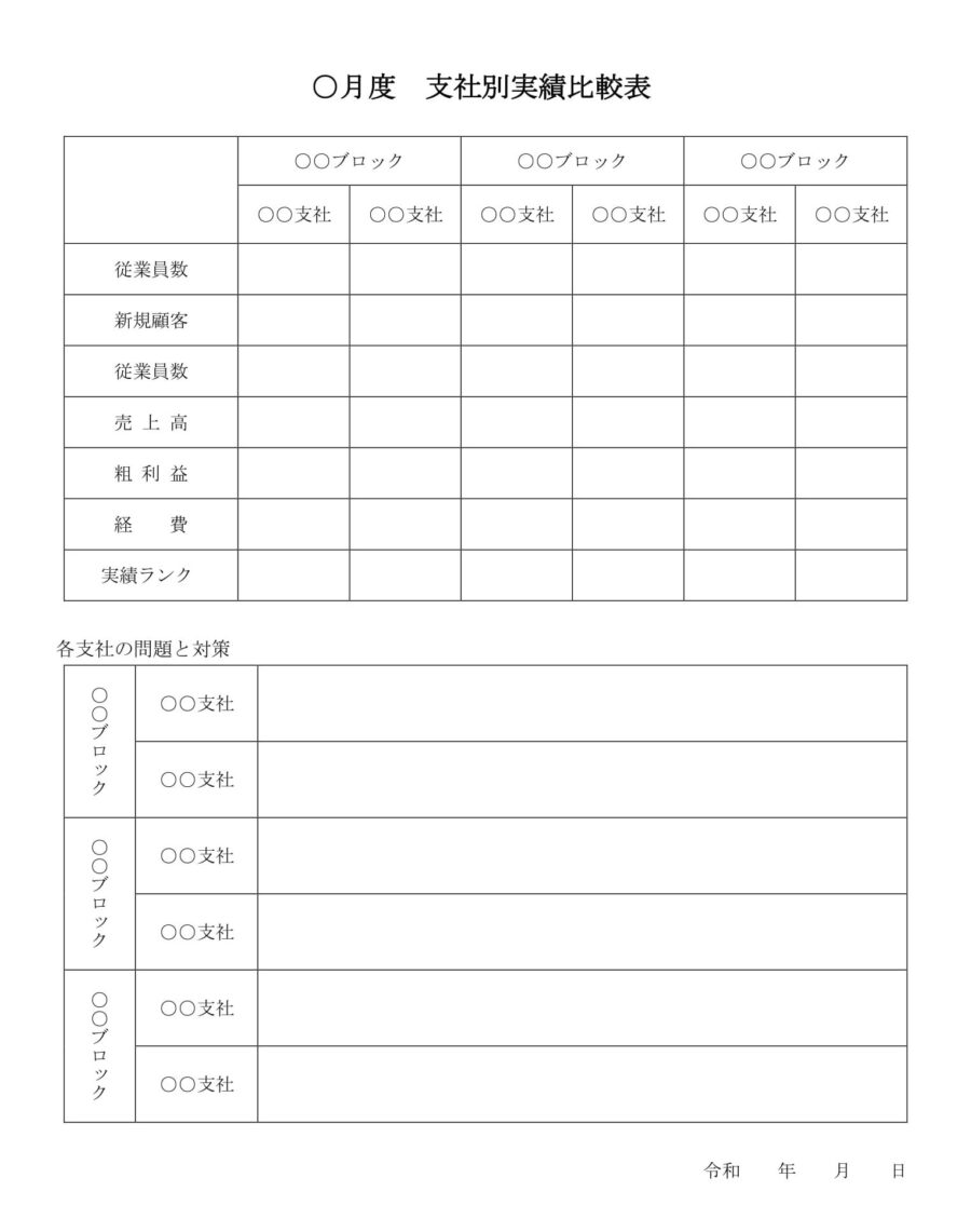 支社別実績比較表のダウンロード