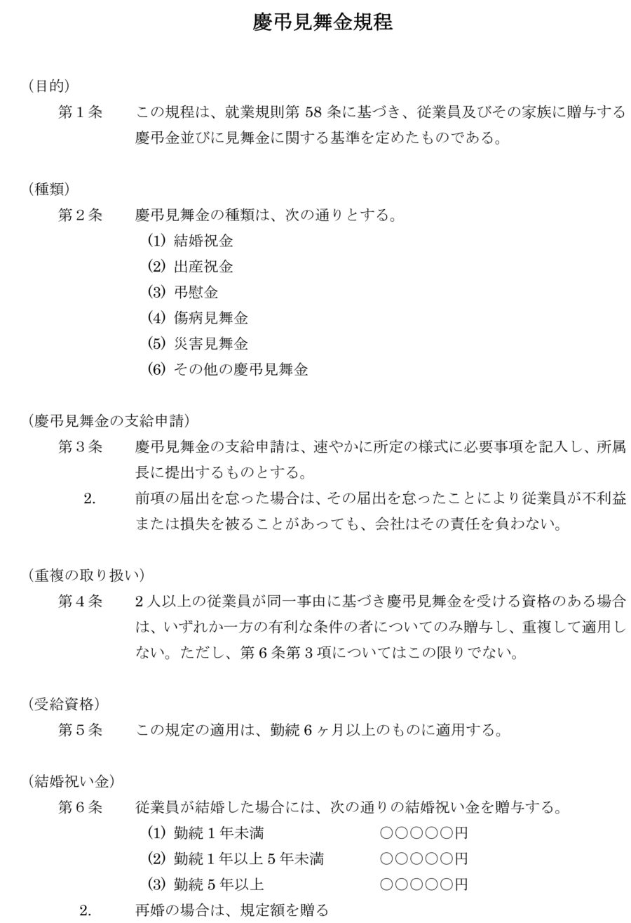 慶弔見舞金規程01のダウンロード