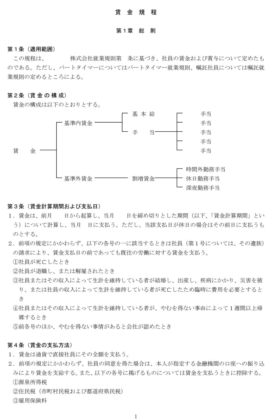 賃金規程のダウンロード